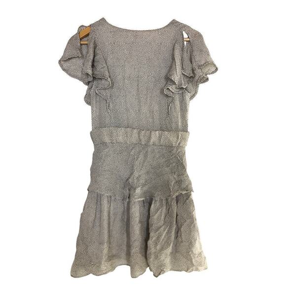 A.L.C. Viera Dress Silk Flutter Sleeve Twist Front Tiered Mini White  2 - Picture 7 of 10